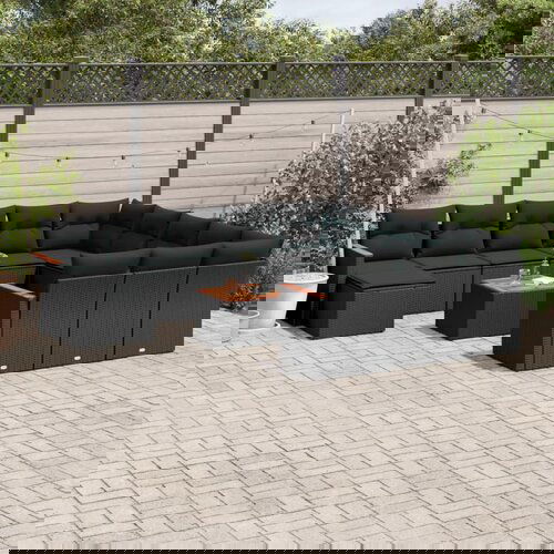 vidaXL 13-dijelni set vrtnih sofa s jastucima poliratan crni Cijene