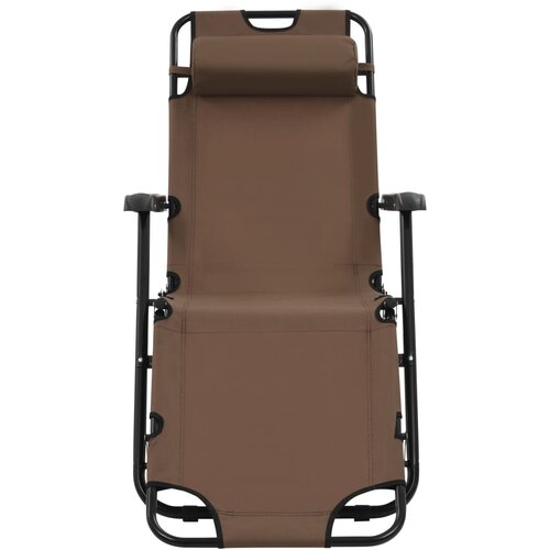  Sklopive ležaljke 2 kom s naslonom za noge čelične smeđe Slike
