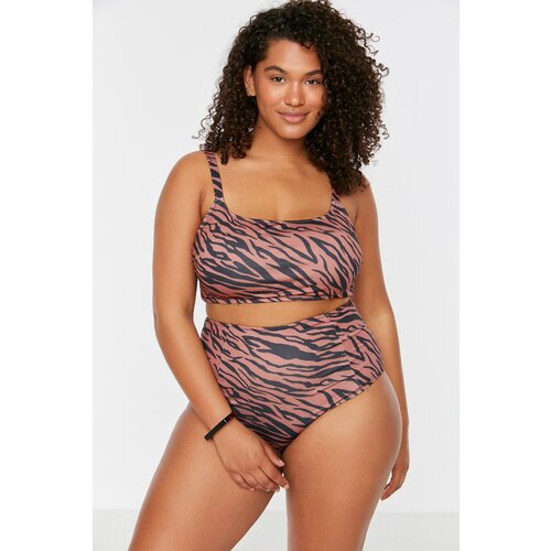 Trendyol Curve Multicolored Animal Patterned High Waist Bikini Bottom Slike