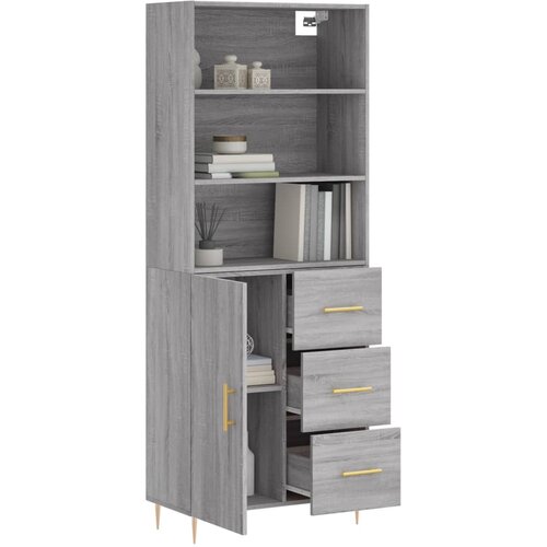  Visoka komoda siva sonome 69,5x34x180 cm od konstruiranog drva Slike