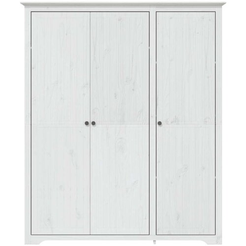 VidaXL Garderobna omara BODO bela 151,5x52x176,5 cm trdna borovina Slike
