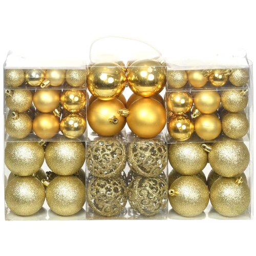  Set božićnih kuglica 100 komada 3/4/6 cm zlatni Cene