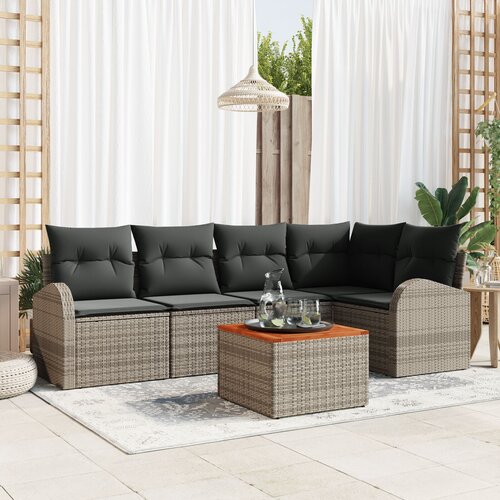 VidaXL set vrtnih sofa od 6 komada s jastucima siva poliratan akacija Slike