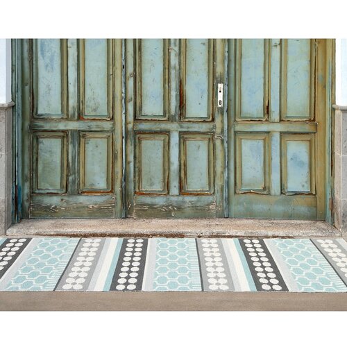 Pappelina siv/turkizen zunanji in notranji tekač 70x270 cm asta pale turquoise &amp;ndash; Slike