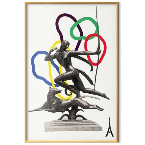  Plakat - Collage Graphic - Woman Shooting a Bow 60x90 Zlatni okvir Cene