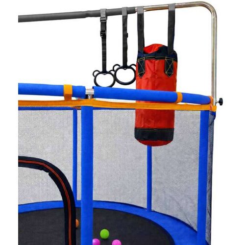  IKONKA-Trampolin za djecu s ko&amp;scaron;em, visećom mrežom i boksačkom vrećom 155 cm &amp;ndash; plavi Slike