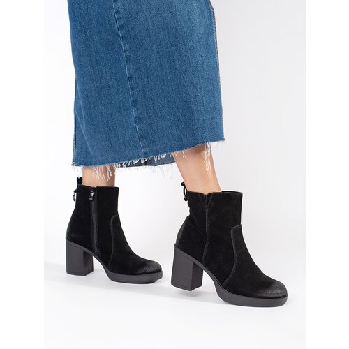 Sergio Leone Women&amp;#039;s black leather ankle boots on a stiletto heel by Slike
