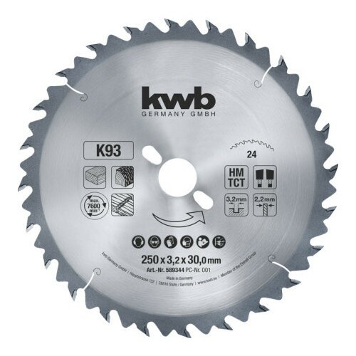 KWB rezni disk za cirkular 250x30 24Z, HM, za drvo/plastiku ( 49589344 ) Slike