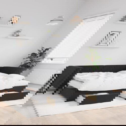 VidaXL Dnevni krevet na razvlačenje s ladicama crni 100x200 cm bar&amp;scaron;un Slike