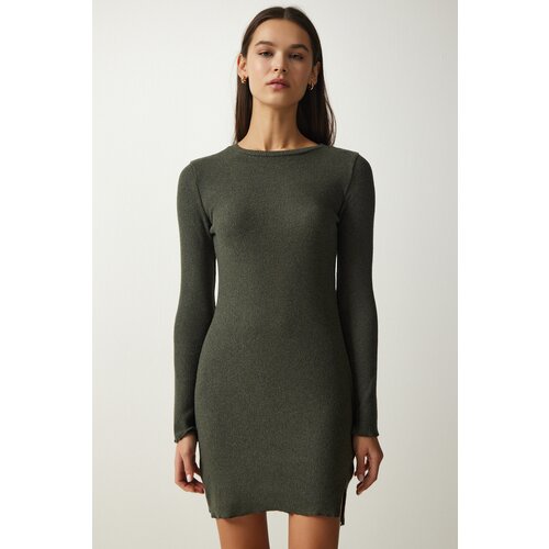  Women&amp;#039;s Khaki Mini Slit Corduroy Knitted Dress Slike