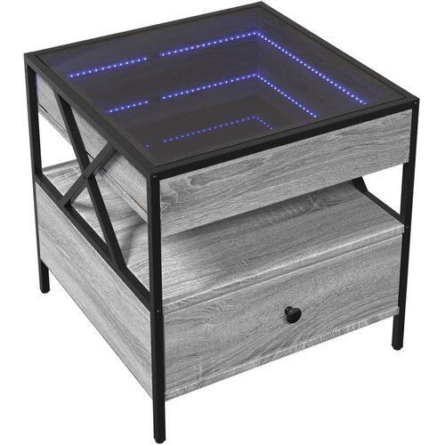  Stolić s beskonačnim LED svjetlima boja hrasta 50x50x51 cm Slike