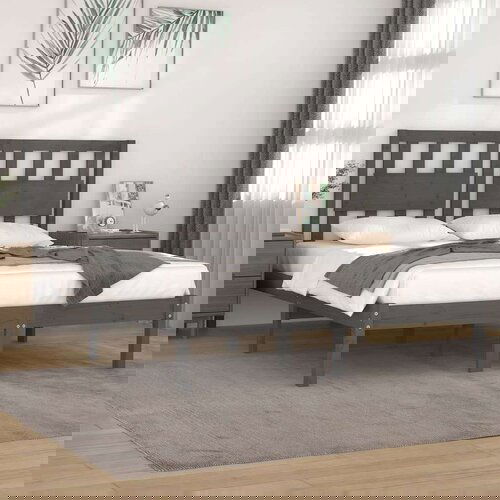 Posteljni okvir siv iz trdne borovine 200x200 cm, (20685079) Slike