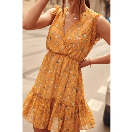 Fasardi A delicate mustard dress with flowers
