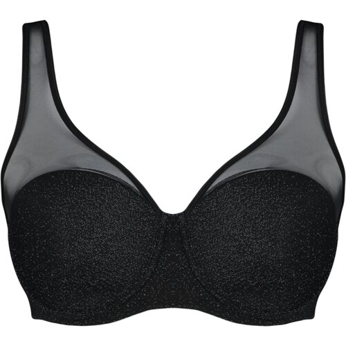Trendyol Curve Black Glittery Mesh Detailed Covered Bra Slike