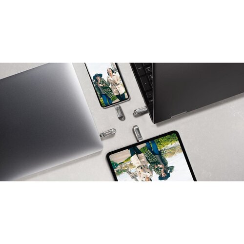 Sandisk USB C &amp;amp; USB DISK 64GB Ultra Dual LUXE, 3.1, srebrn, Type-A in C, kovinski, branje do 150MB/s (SDDDC4-064G-G46) Slike