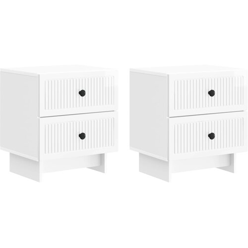  Noćni ormar 2 pcs Bijela visokog sjaja 43 x 34,5 x 47,5 cm Cene