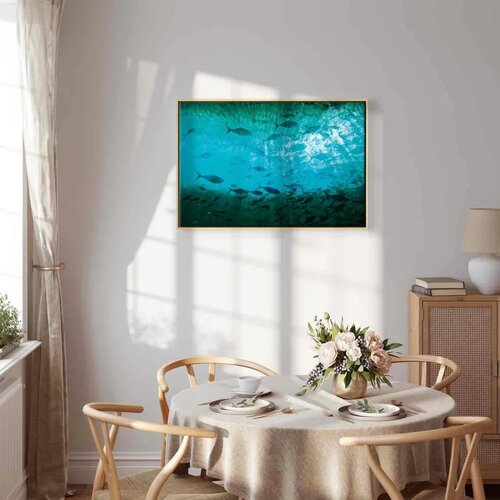  Slika - A shoal of dark fish 120x80 U prirodnom drvenom okviru Slike