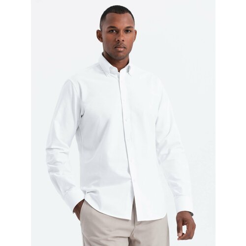 Ombre Oxford REGULAR men's fabric shirt - white Slike