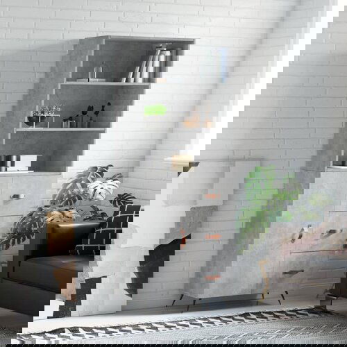 vidaXL Visoka komoda betonsko siva 69,5x34x180 cm inženirski les Cene