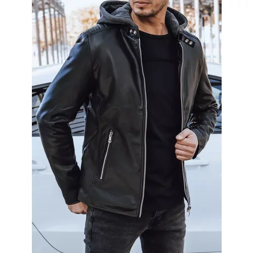 DStreet Black men's leather jacket TX4277