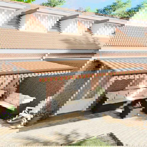 vidaXL Ročna Zaslonka Rdeča in Oranžna 500 x 300 cm Cene