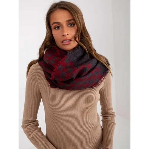 Fashion Hunters Dark gray and red women's knitted scarf