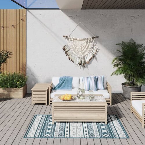 vidaXL Zunanja preproga modra in bela 80x150 cm dvostranski dizajn Cene