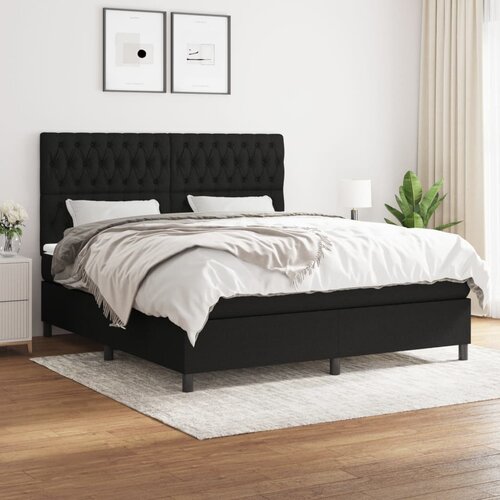  Krevet s oprugama i madracem crni 180x200 cm od tkanine Slike