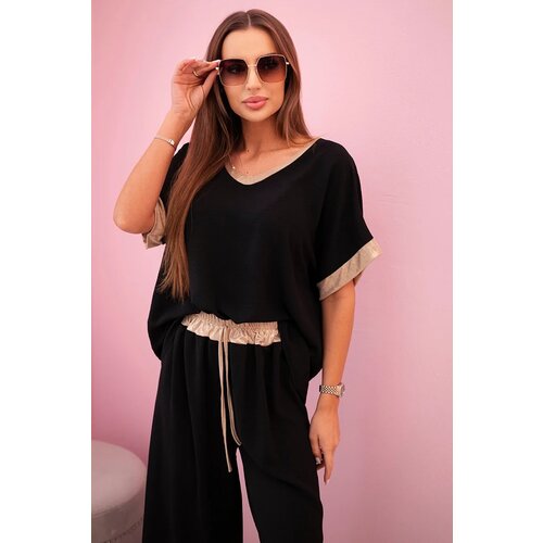 Kesi Włoski Viscose set with golden trim black Cene