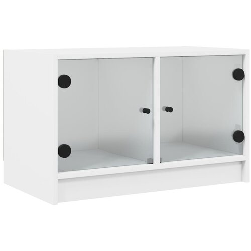 Maison Chic TV omarica - TV stojalo - Televizijska omarica s steklenimi vrati bela 68x37x42 cm, (21699198) Slike
