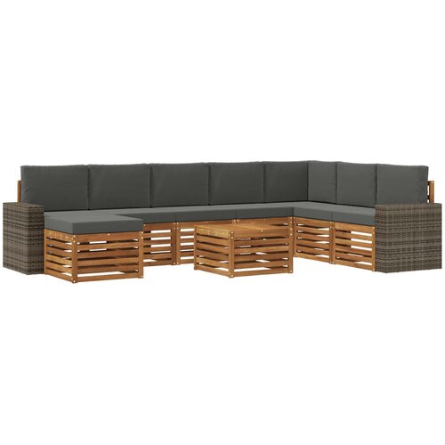 vidaXL Zunanja garnitura za sedenje 9 pcs Naravna in antracitna, (5000281850) Cene