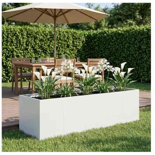 VidaXL Vrtna saksija Bijela 200 x 80 x 60 cm Čelična vrata - Bijela 200 x 80 x 60 cm Slike