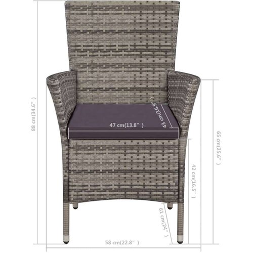 Poli 3-dijelni bistro set od poliratana sivi Slike