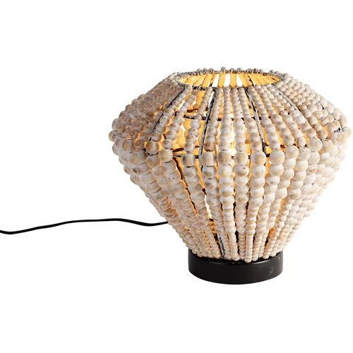 QAZQA Orientalska namizna svetilka bež s perlami - Moti