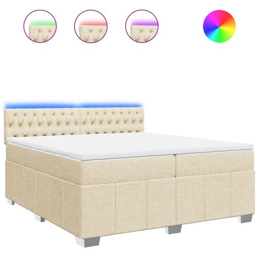 vidaXL Box spring postelja z vzmetnico krem 200x200 cm blago, (21310980) Cene