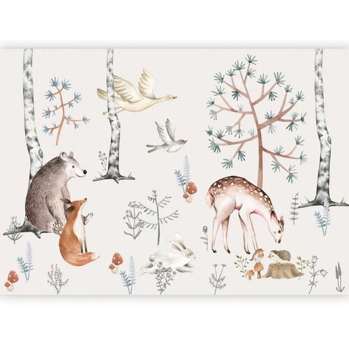  Foto tapeta - Forest Land With Animals Painted in Watercolours 450x315 Premium Cene
