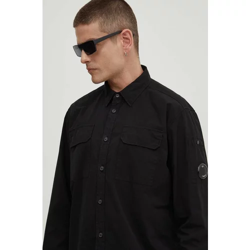 C.P. Company Pamučna košulja Gabardine Pocket za muškarce, boja: crna, regular, s klasičnim ovratnikom, 16CMSH157A002824G