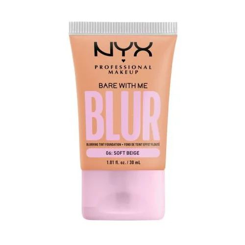 NYX Professional Makeup Bare With Me Blur Tint Foundation mat puder s srednjo prekrivnostjo 30 ml Odtenek 06 soft beige