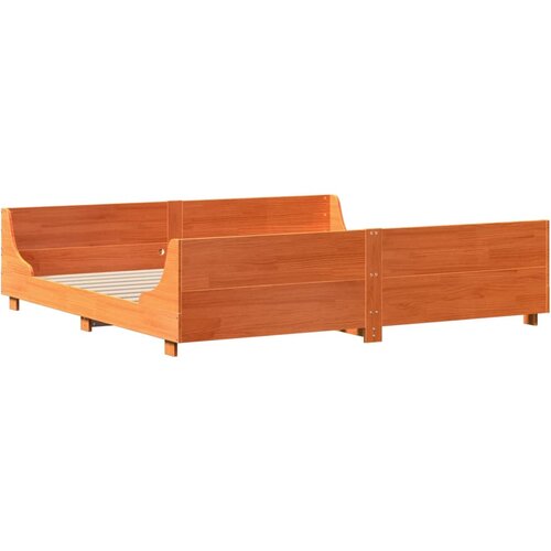 VidaXL Posteljni okvir z vzglavjem vo&amp;scaron;čeno rjava 180x200 cm borovina, (21273422) Slike