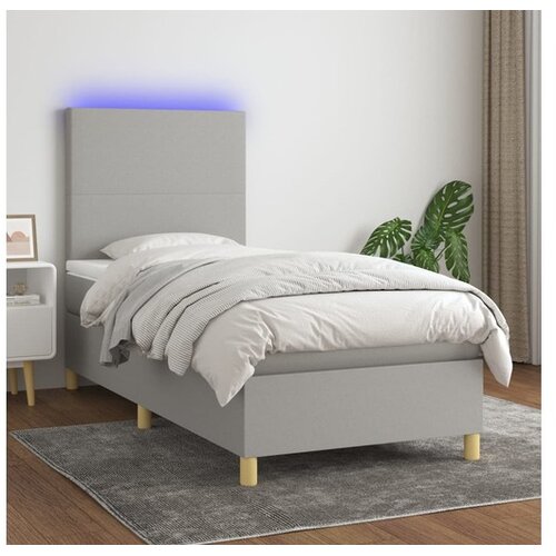  Box spring s madracem LED svjetlosivi 90x200 cm tkanina Cene