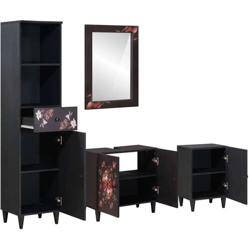 Set ormarića za kupaonicu s ladicama 4 pcs Čvrsto drvo manga Slike