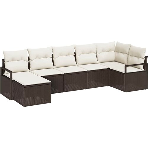  Set sofe 7 kom. Smeđa i krem poliratan 287 x 122 x 85 cm Slike