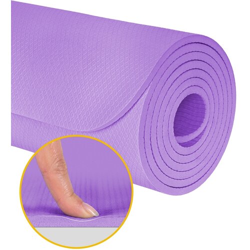 Rebel ACTIVE Strunjača prostirka za jogu, pilates i fitnes, 183x61cm debljina 1cm TPE ljubičasta RBA-3158-PU Slike