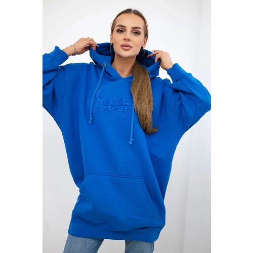 Kesi Insulated sweatshirt with embroidered inscription oversize mauve blue Cene