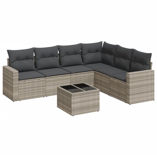 vidaXL 7-dijelni set vrtnih sofa svjetlosivi od poliratana Cene