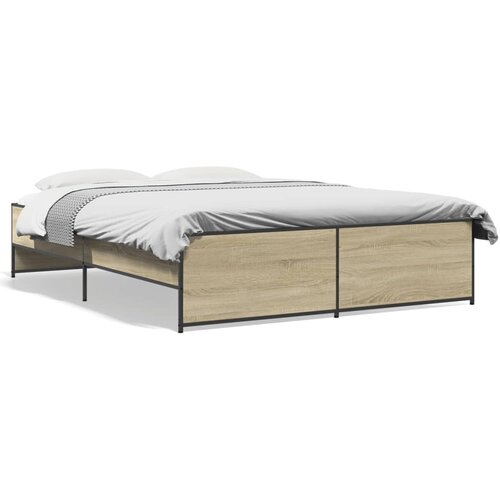 VidaXL Posteljni okvir sonoma hrast 140x200 cm inž. les in kovina Slike