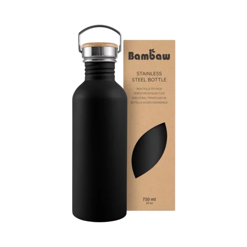 Bambaw Steklenica iz nerjavečega jekla za večkratno uporabo - Jet Black
