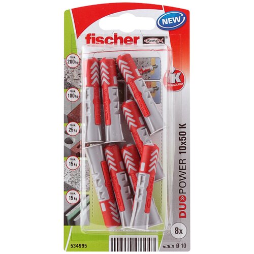 Fischer duopower Set univerzalnih tipli (Promjer tiple: 10 mm, Duljina tiple: 50 mm, 8 Kom., Najlon) Slike