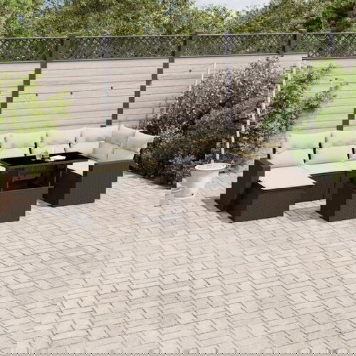 vidaXL 8-dijelni set vrtnih sofa s jastucima smeđi od poliratana Cijene