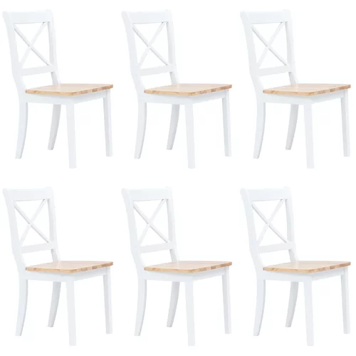 vidaXL Jedilni stoli 6 kosov bel in svetel les trdni kavčukovec